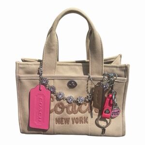 COACH CP164 Cargo Tote 26 Tan Beige natural Canvas Carryall Crossbody Top Handle